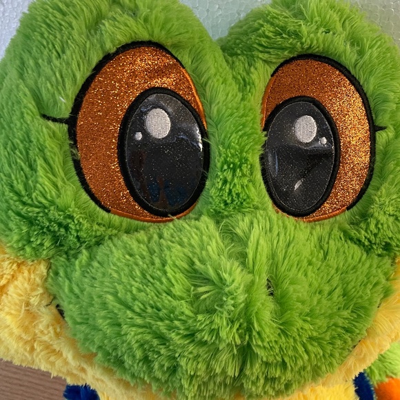 Fiesta Dart Frog Plush Colorful Stuffed Animal Big Glitter Eyes Large 21” Toy - Picture 5 of 8